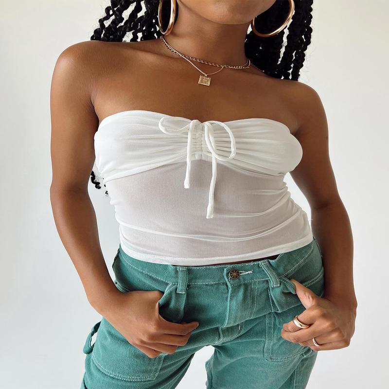 Solana Strapless Longline Top White