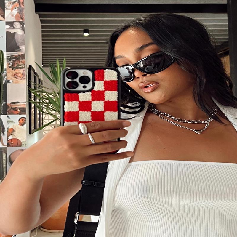 Delano Check Textured iPhone Case Red