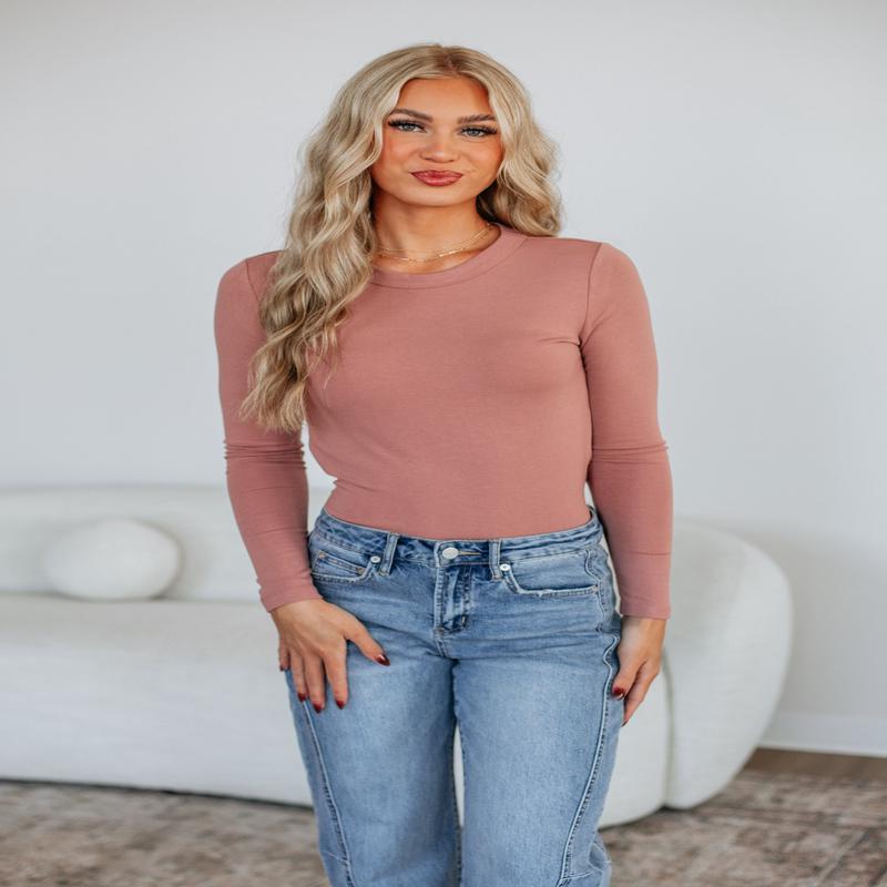 Penny Long Sleeve Top - Dusty Rose
