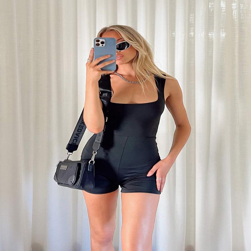 Club House One Piece Romper Black