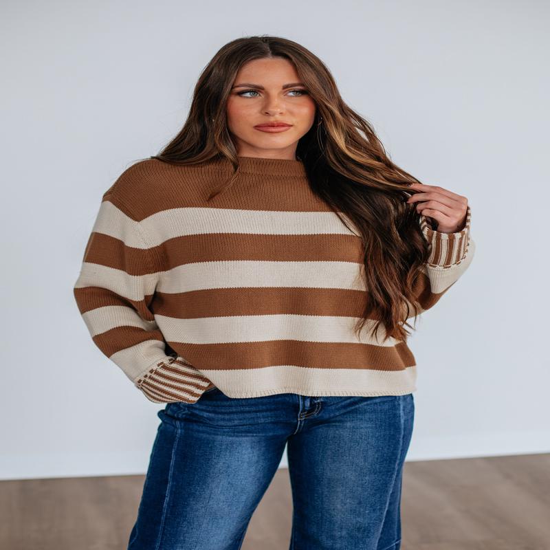 Candyce Striped Sweater - Camel