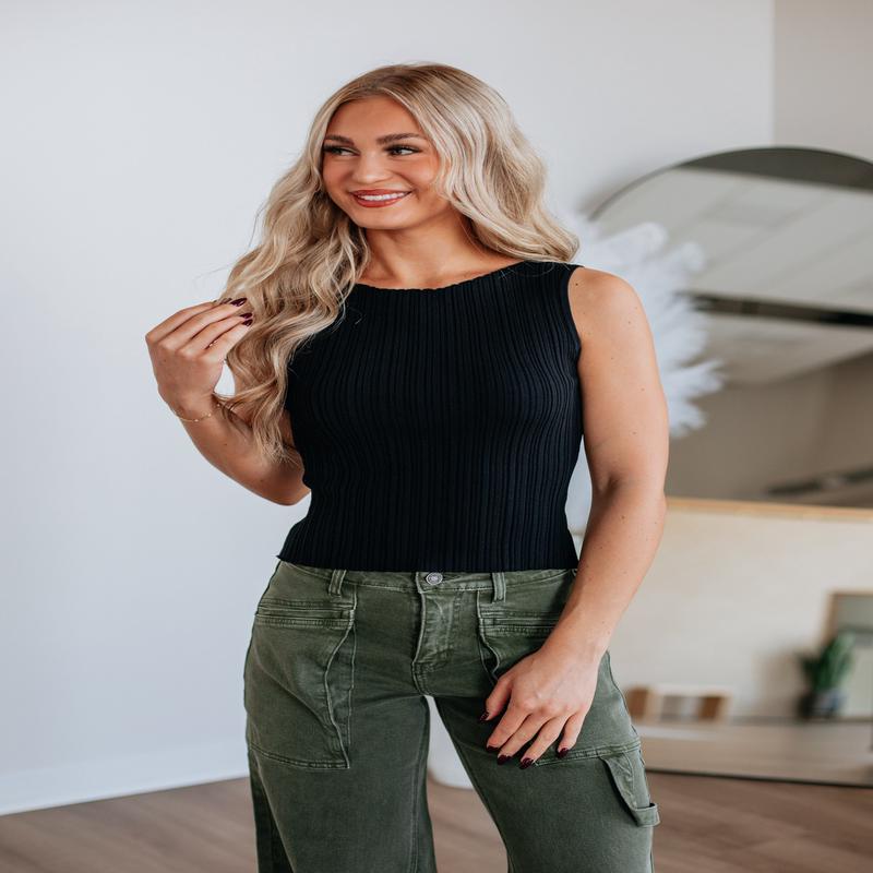 Missie Ribbed Tank - Black