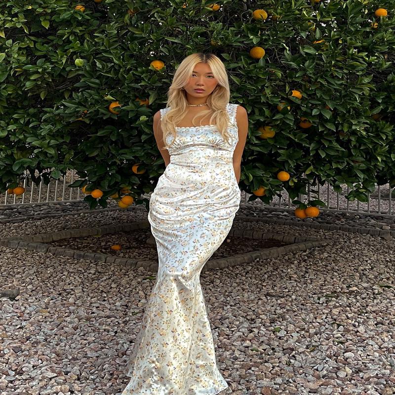 Berlin Satin Midi Dress White