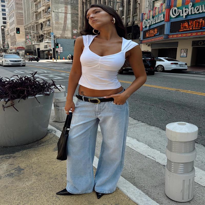 Ramos Low Rise Wide Leg Jeans Light Blue Wash Tall