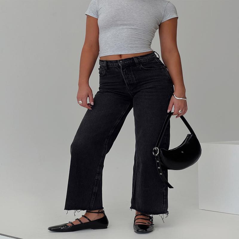 Fawcett High Rise Straight Leg Jeans Washed Black