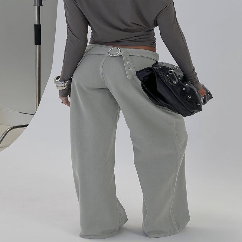 Incognito Low Rise Wide Leg Cargo Jeans Grey