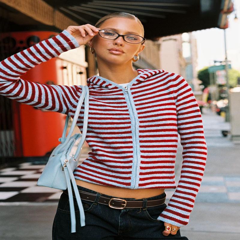 Superstars Zip Through Hoodie Blue / Red Stripe