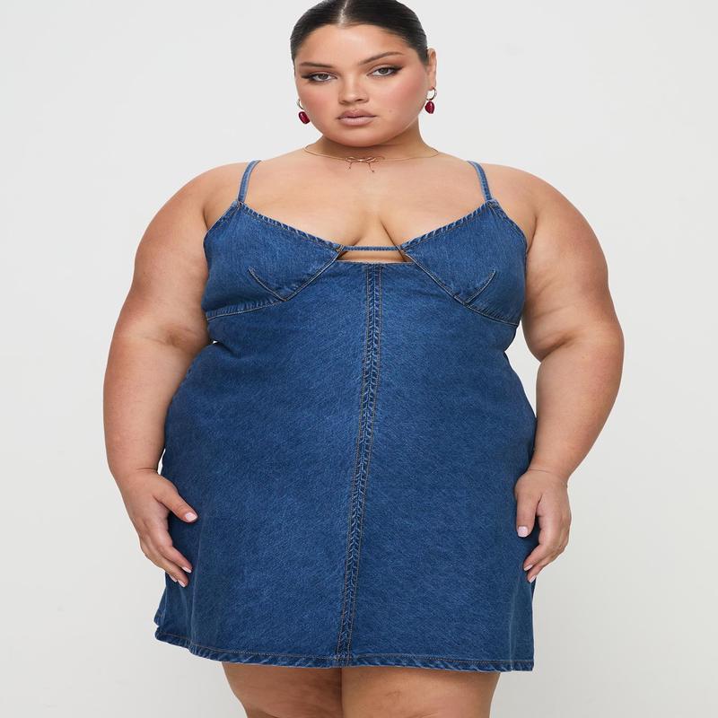 Arwen Denim Mini Dress Blue Curve