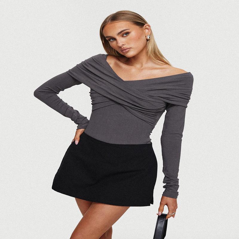 Sundlow Off Shoulder Bodysuit Slate