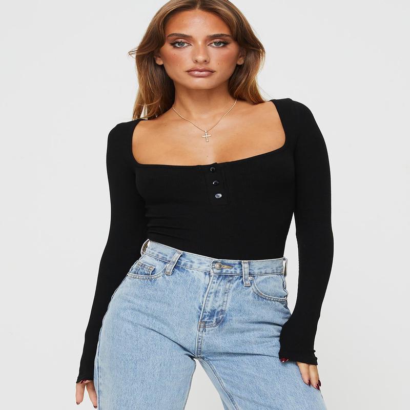Ballard Long Sleeve Bodysuit Black