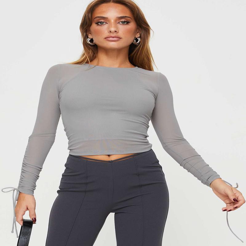 Kailee Long Sleeve Top Grey