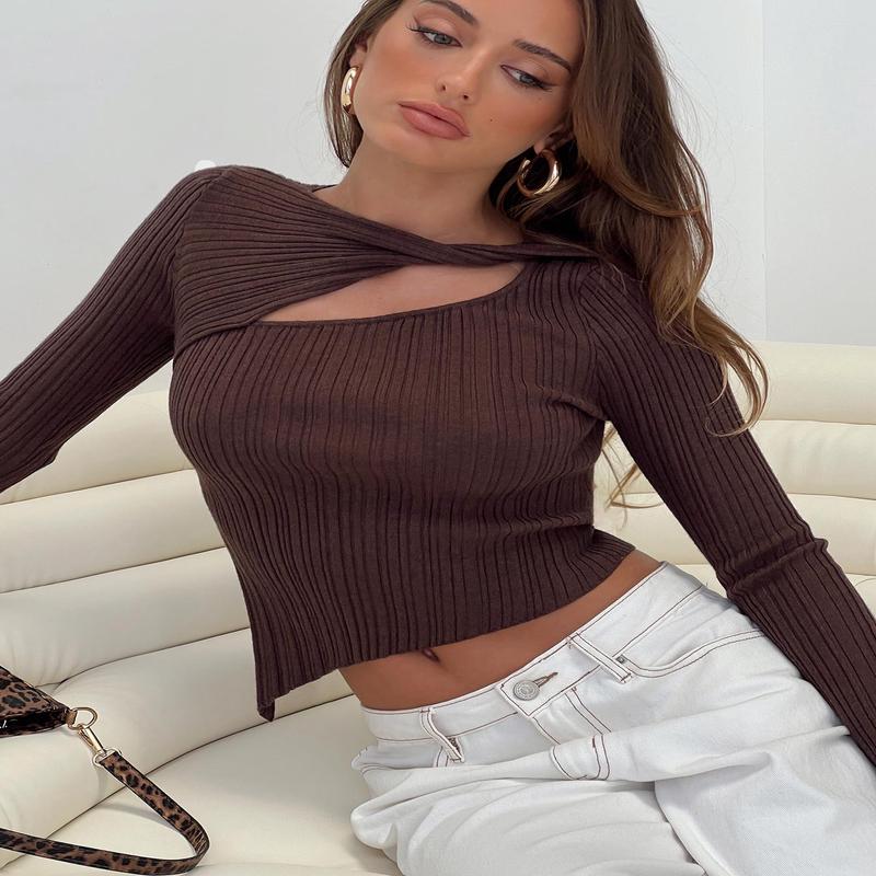 Ellara Long Sleeve Top Brown
