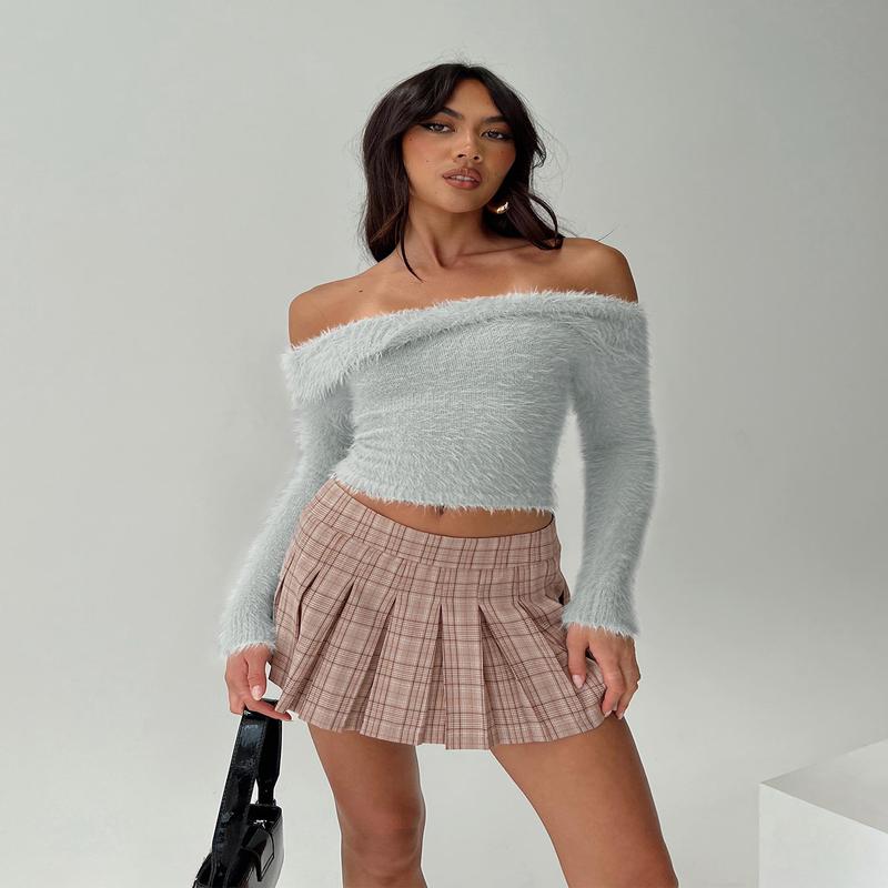 Closer To You Low Waist Mini Skirt Brown Check