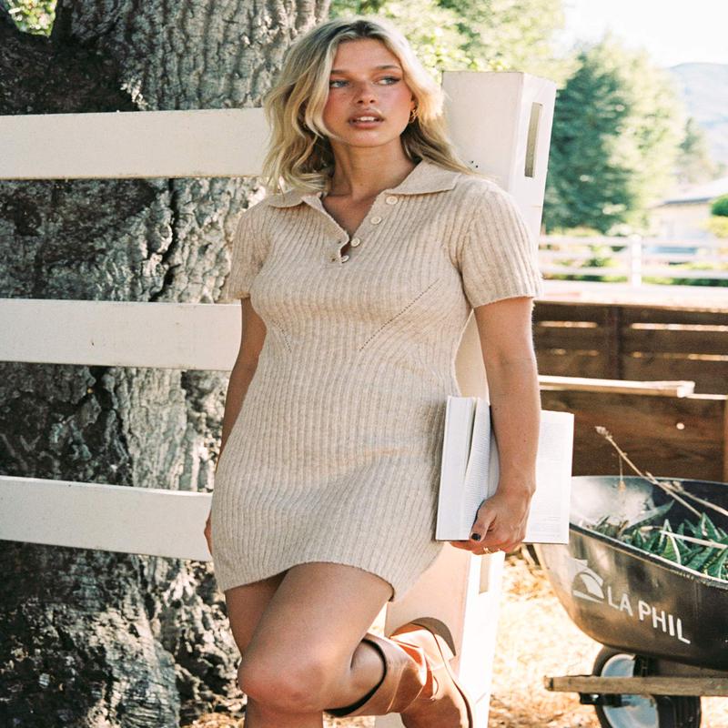 Brynie Knit Mini Dress Oat