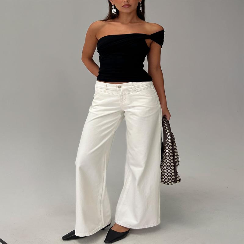 Catiana Low Rise Wide Leg Jeans White