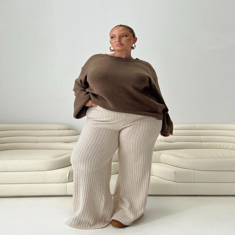 Montana Knit Pants Cream Curve