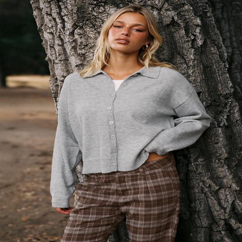 Nadyna Collared Cardigan Grey Marle