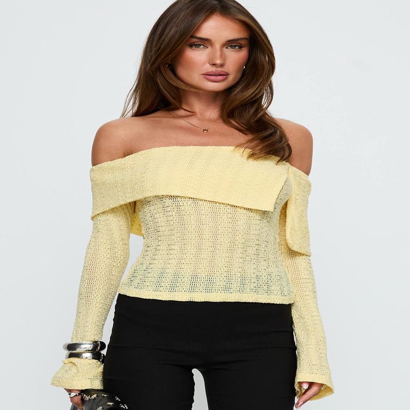 Cartrell Foldover Off Shoulder Top Lemon