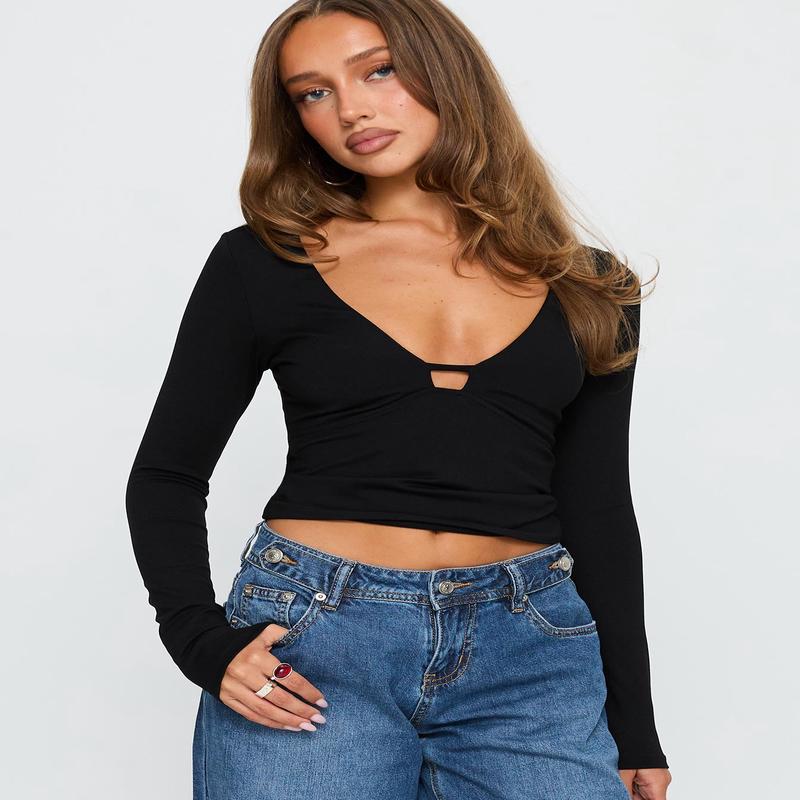 Sold On You Long Sleeve Top Black