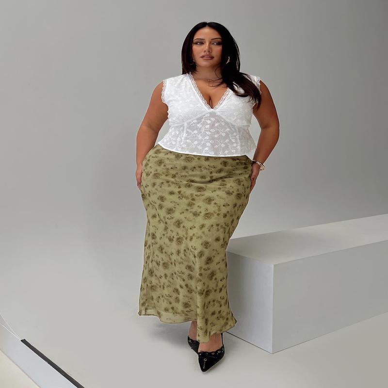 Piazia Maxi Skirt Green Curve