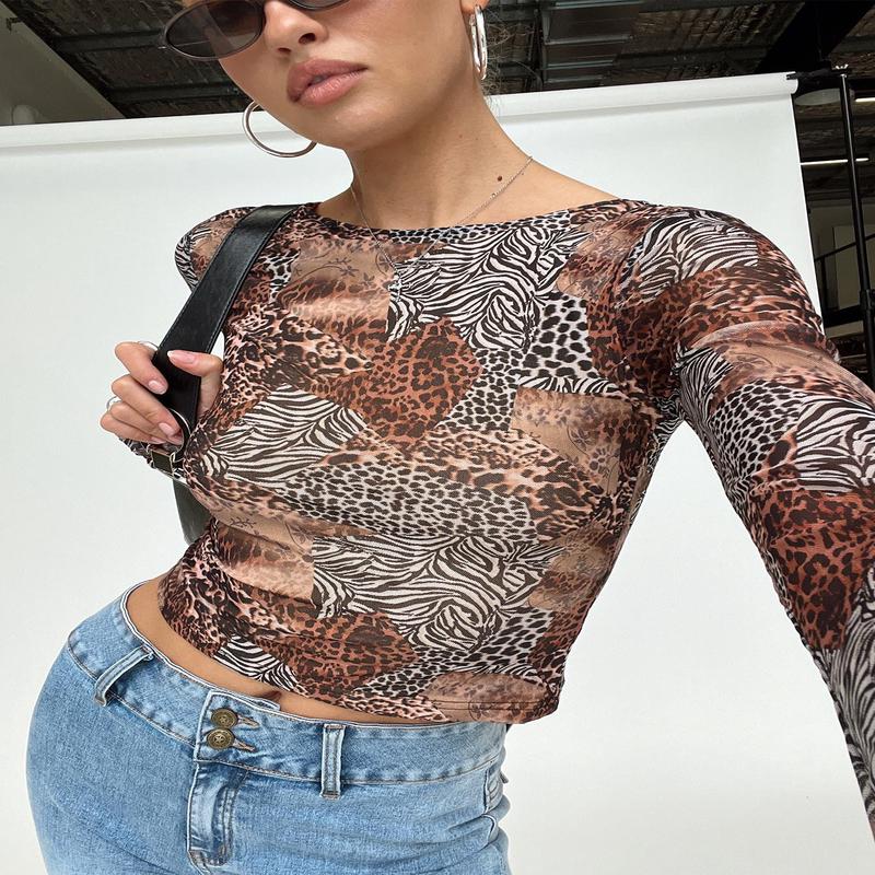 Tied In Long Sleeve Top Leopard