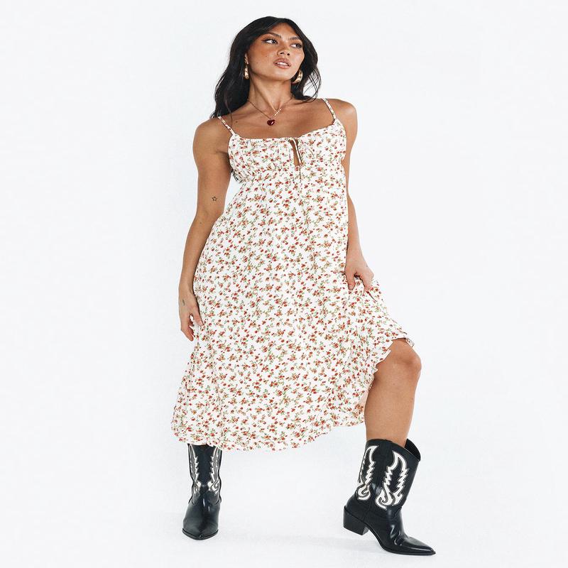 Empress Of Love Maxi Dress White / Red Floral