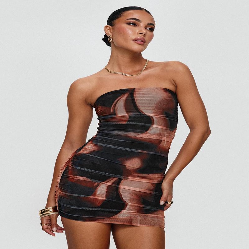Kalena Mini Dress Brown Multi