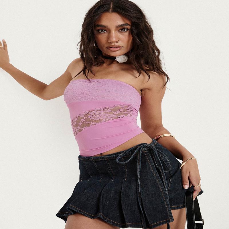 Leary Strapless Top Pink