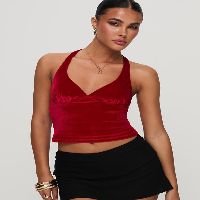 Tuberose Halter Top Red