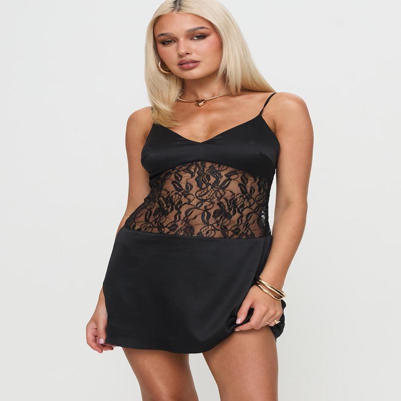 Anavieve Lace Mini Dress Black