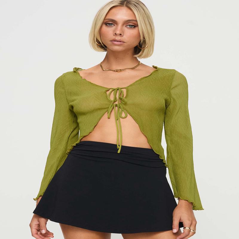 Undone Long Sleeve Top Green