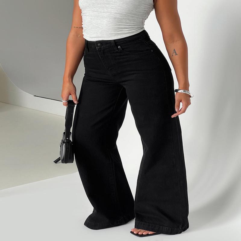 Goldie High Rise Wide Leg Jeans True Black