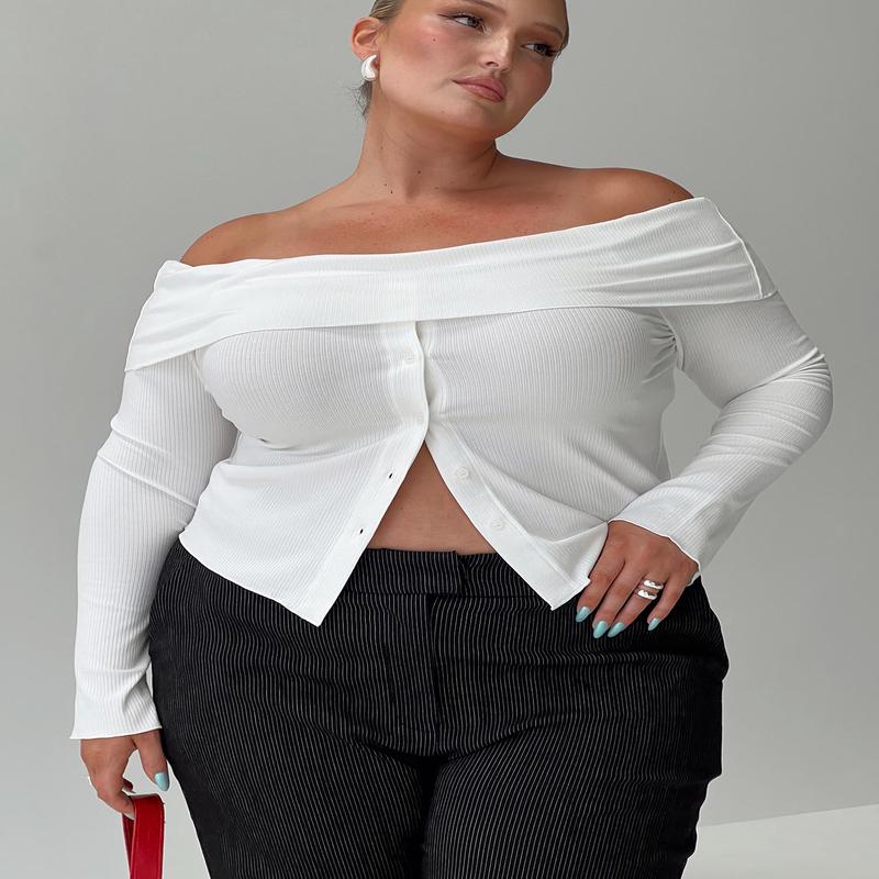 Parveen Off The Shoulder Top White Curve