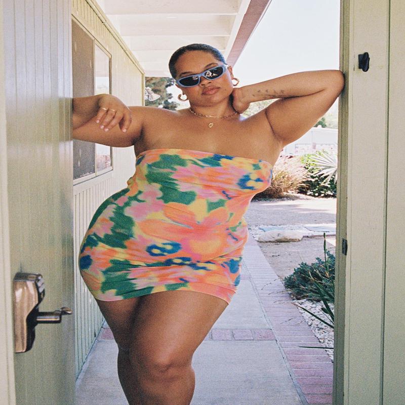 Aquamarine Mini Dress Floral Multi Curve