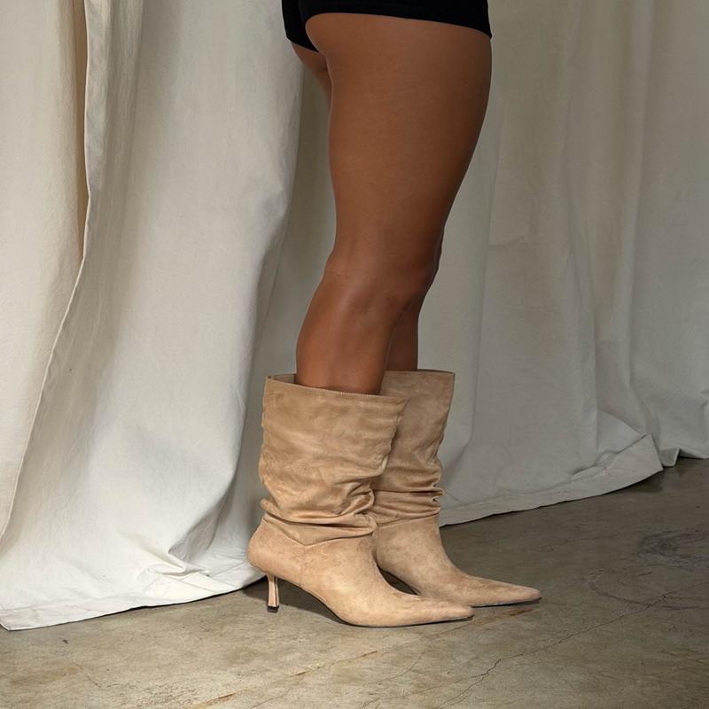 Such A Charmer Faux Suede Scrunch Boot Tan
