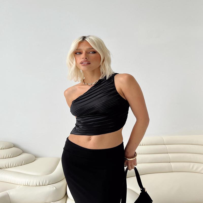 Brinstead One Shoulder Top Black