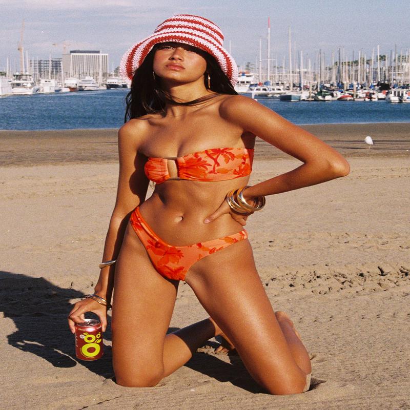 Calbira Cheeky Bikini Bottoms Orange Floral