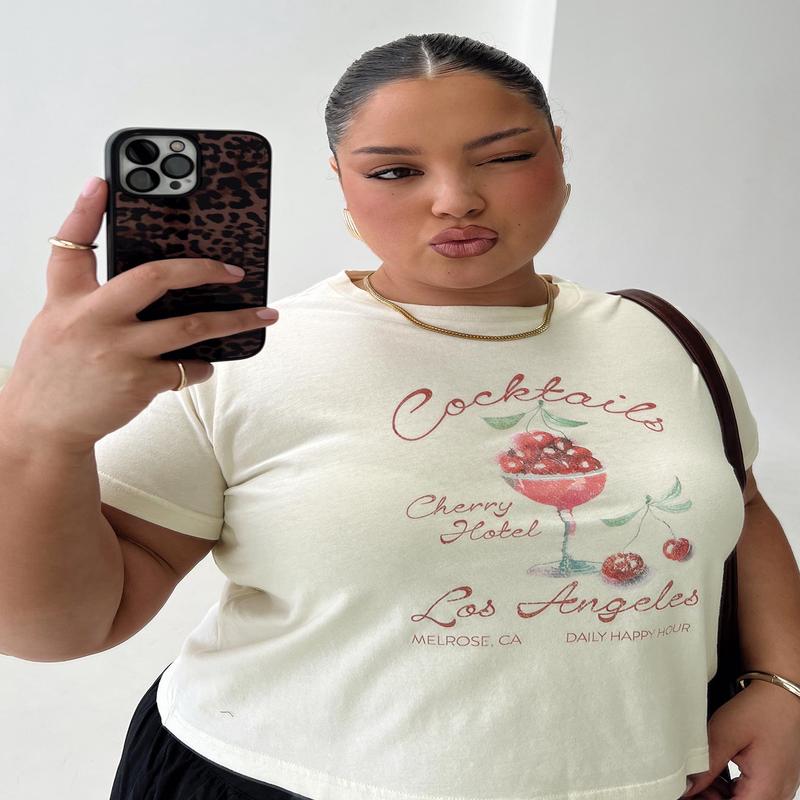 Cherry Cocktails Tee Cream Curve