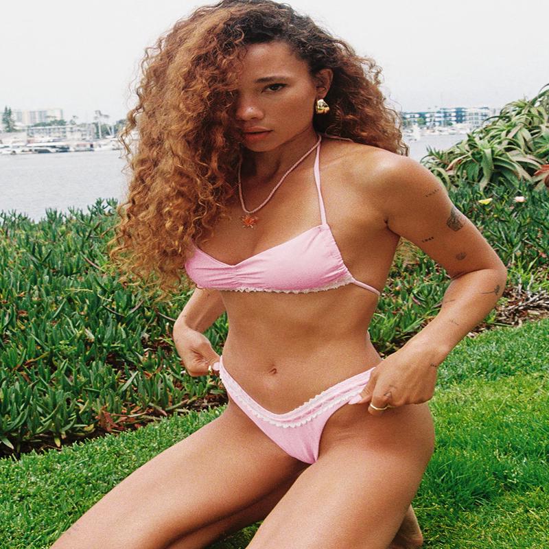 Keke High Cut Bikini Bottom Pink