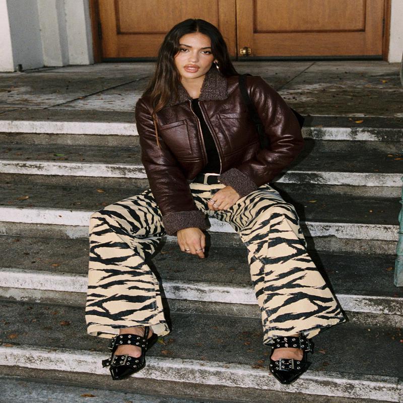 Ramos Low Rise Wide Leg Jeans Tiger