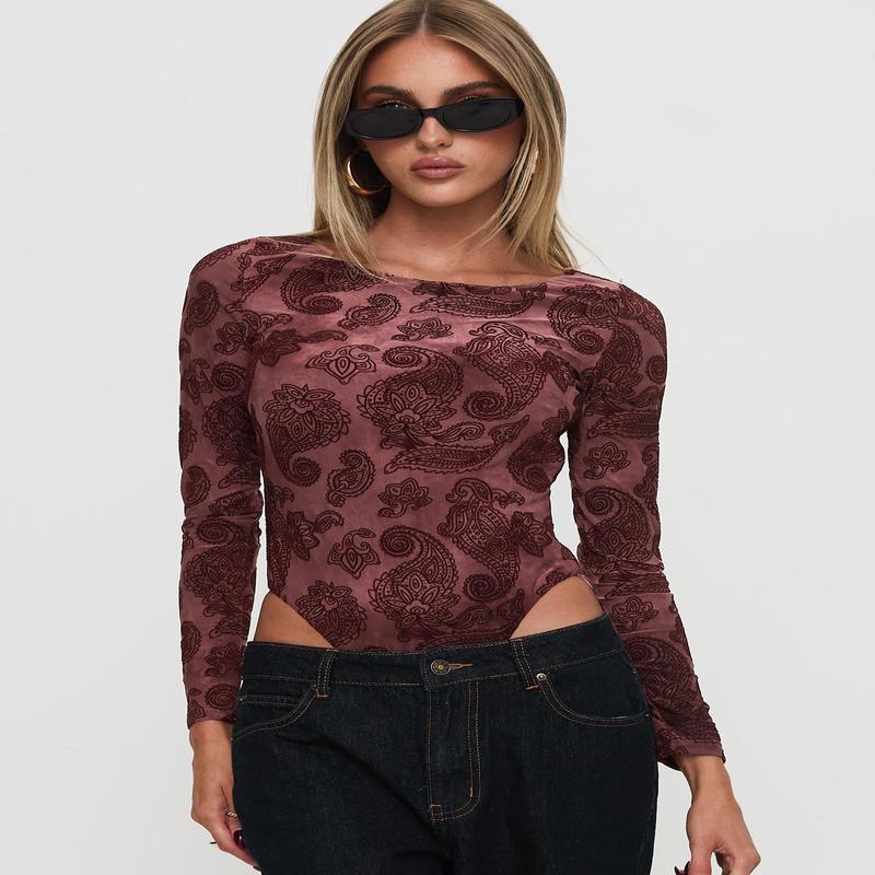 Spruce Bodysuit Red Paisley