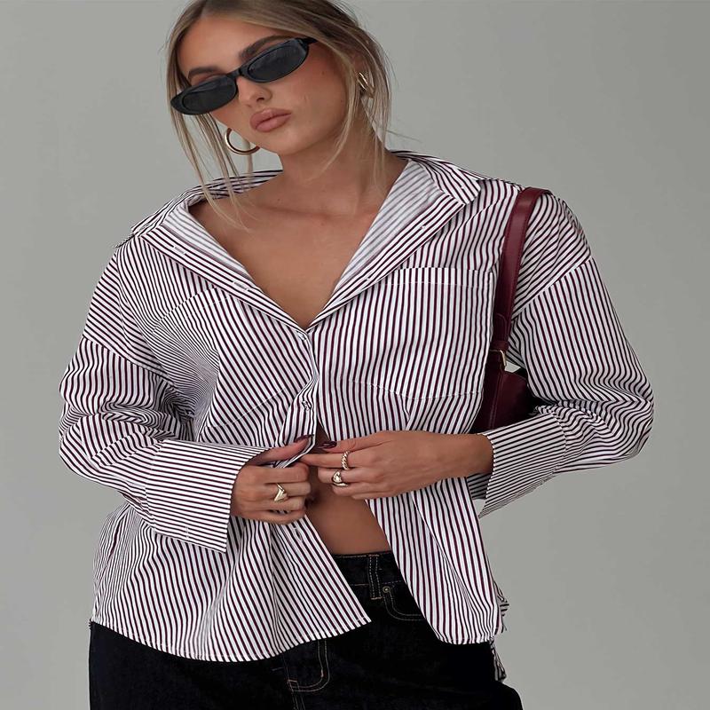 Takes You Far Shirt Burgundy Stripe