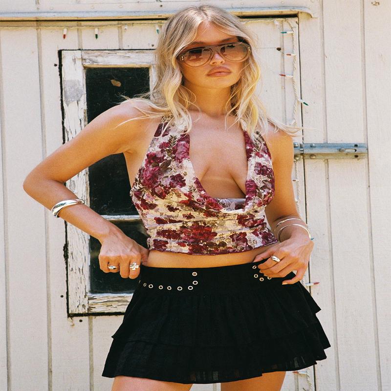 Capulet Halter Cowl Top Floral