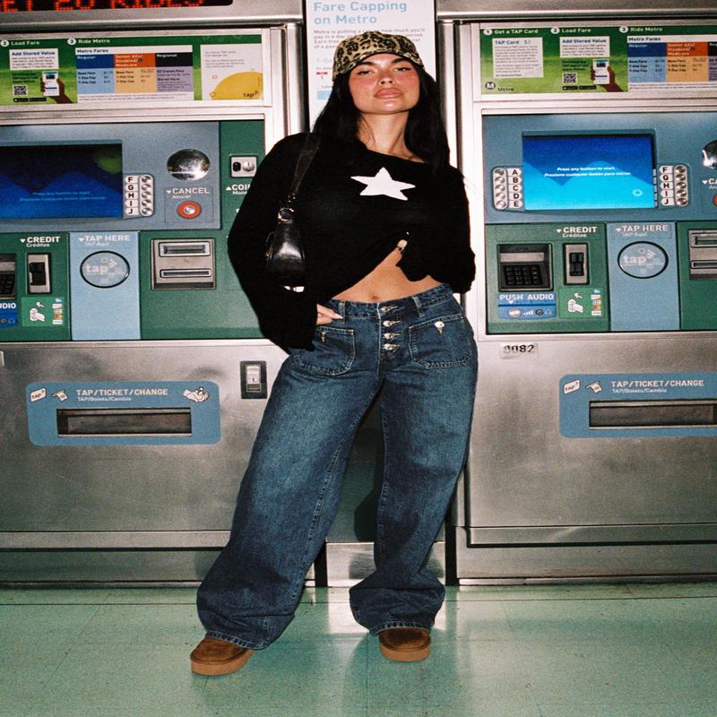 Carianne Low Rise Wide Leg Jeans Dark Wash