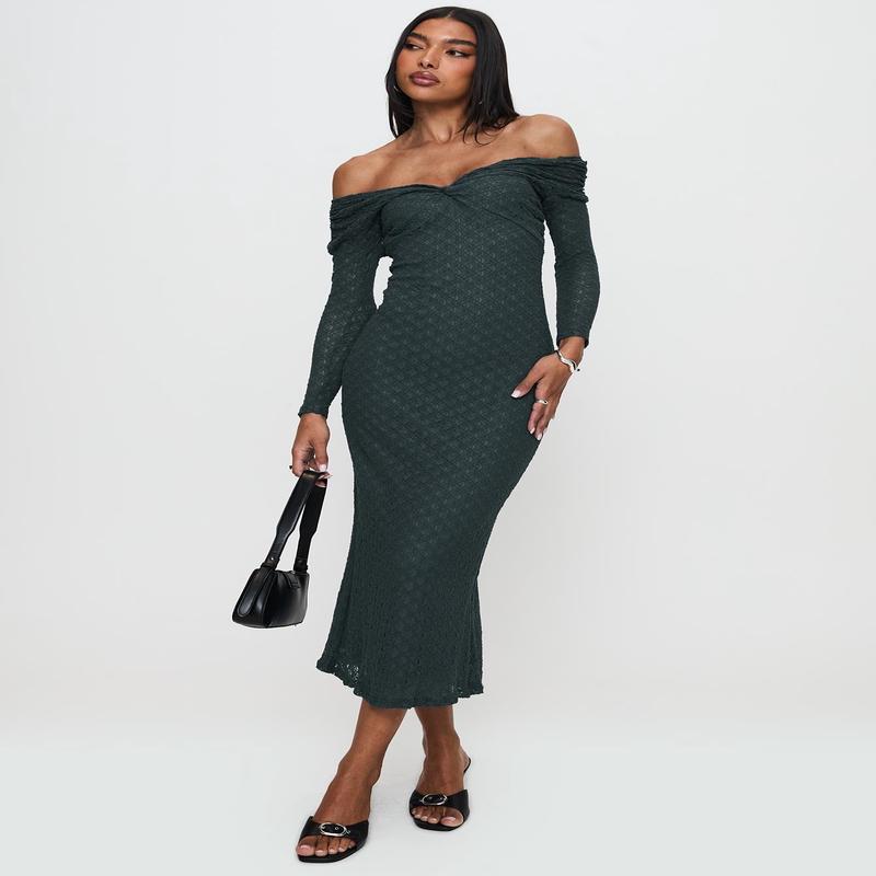 Elexis Off The Shoulder Maxi Dress Blue