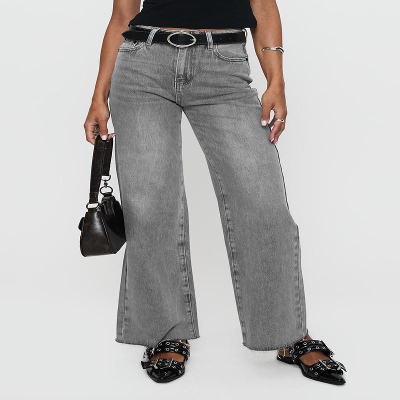 Henesey High Rise Straight Leg Jeans Washed Grey