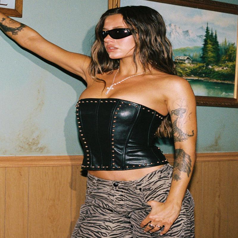 Lethal Stud Corset Top Black