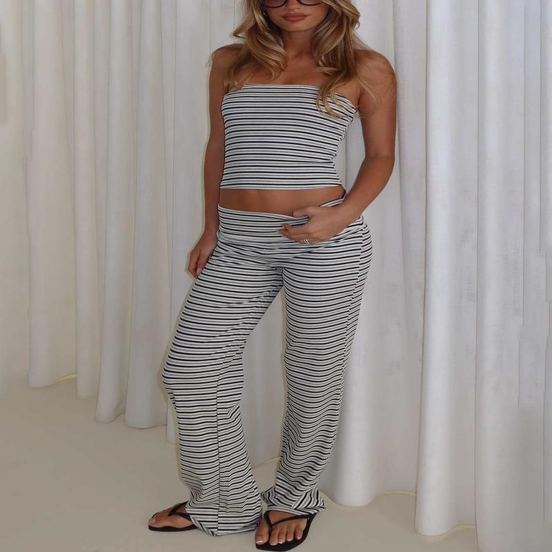 Ace Of Spades Strapless Set Navy / Grey Stripe