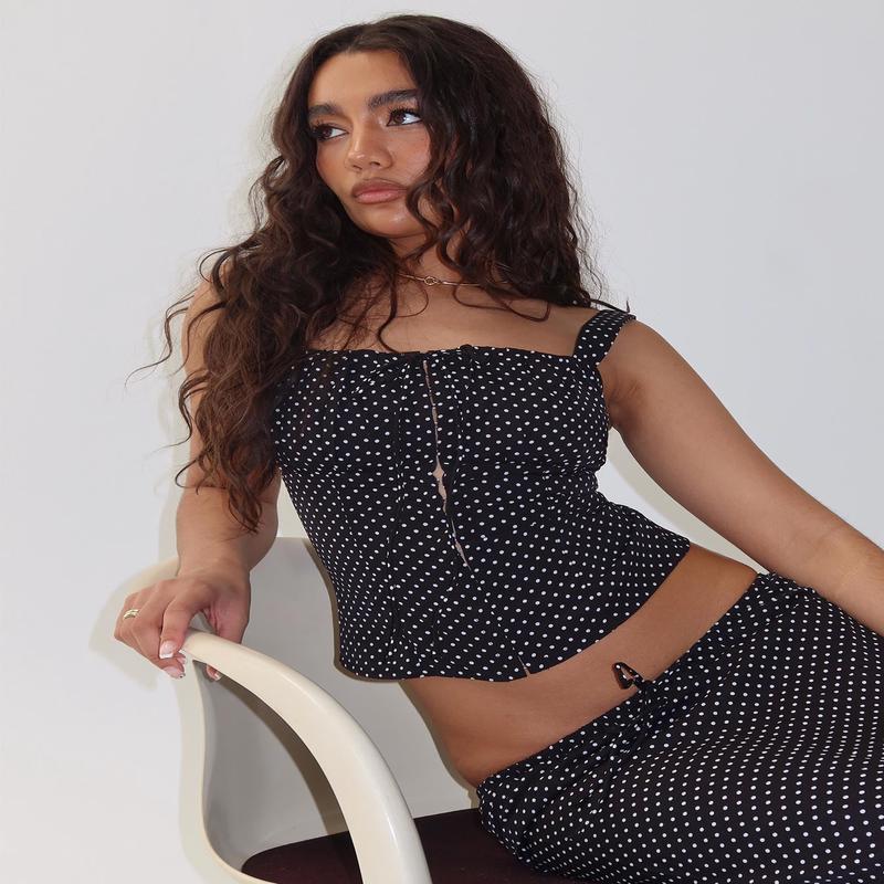Modern Girl Top Black Polka