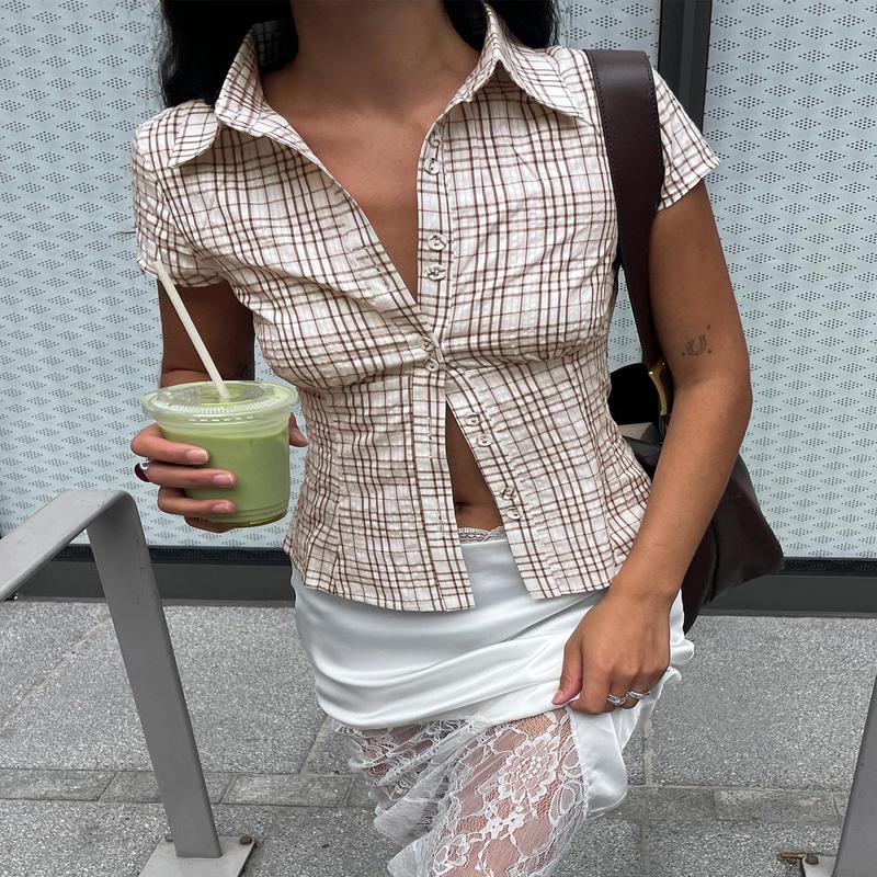 Cottesloe Blouse Top Brown Check